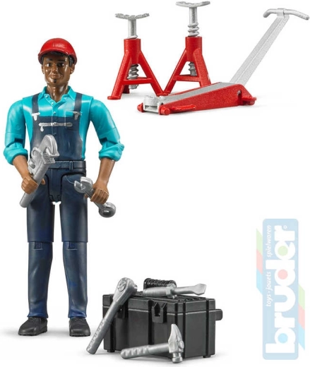 Figura de mecánico Bruder con accesorios