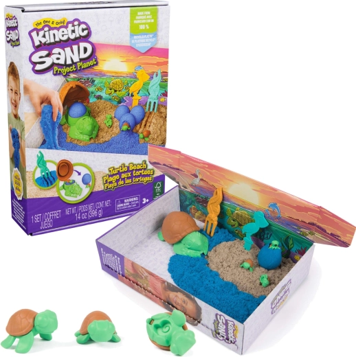 Kinetic Sand Project Planet Tortugas marinas – set ecológico para jugar