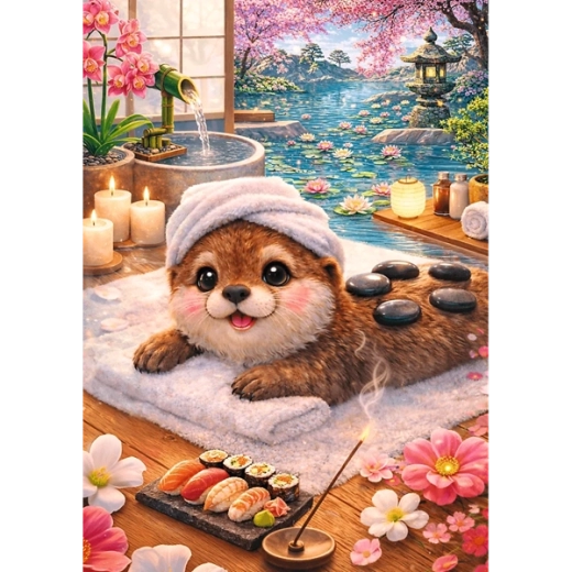 Adorable motivo de una nutria en el spa