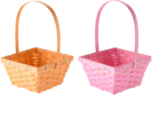 Cesta de Pascua con asa móvil, 18,5 × 18,5 × 10 cm, mix de 2 colores pastel