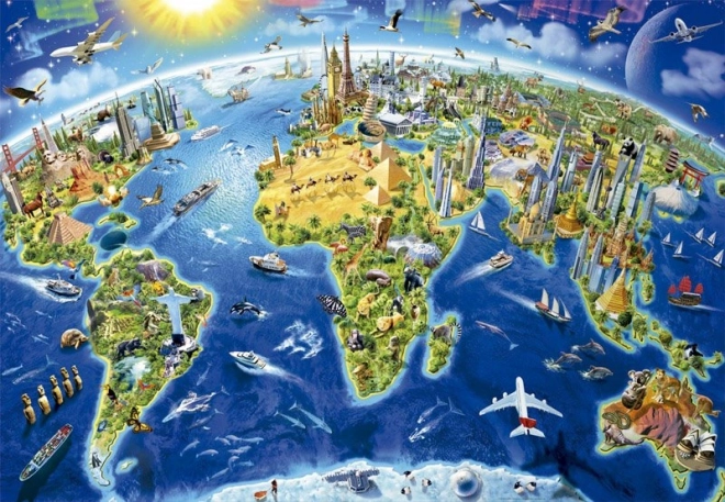 Educa puzzle mapa con monumentos del mundo 2000 piezas