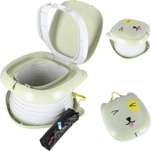Orinal de viaje plegable para niños, verde