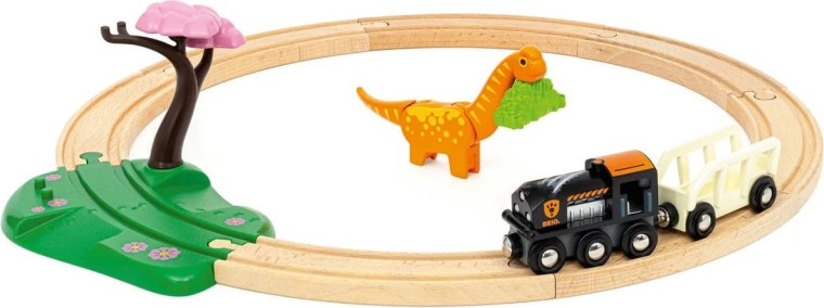 Aventura de dinosaurios sobre raíles