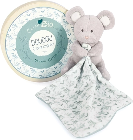 Set de regalo Doudou - ratoncito de peluche con mantita de algodón orgánico