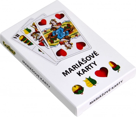 Cartas de mariáš en caja de papel