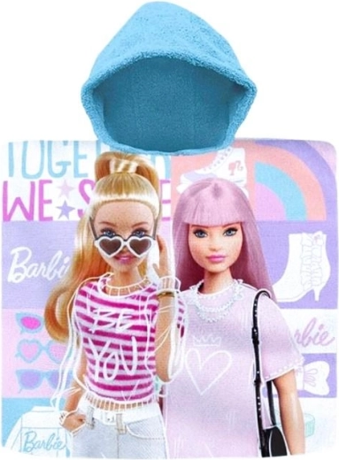 Poncho de baño infantil con capucha BARBIE de algodón