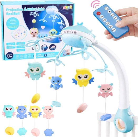 Móvil infantil para cuna con proyector y control remoto – rosa