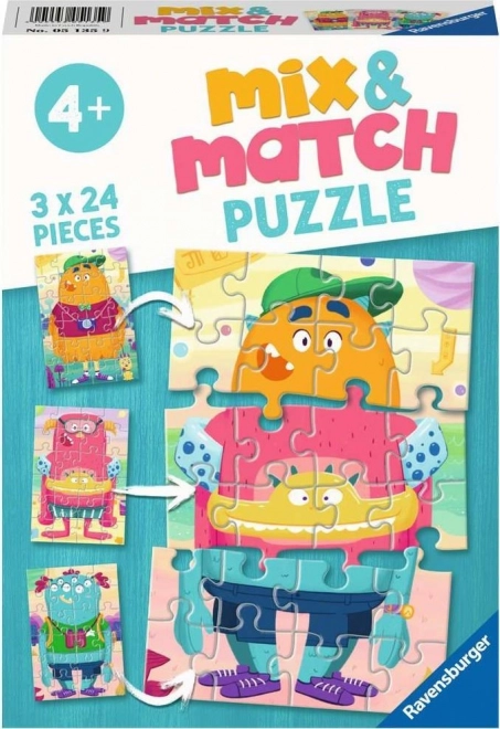 Ravensburger Puzzle Mix & Match: Monstruos divertidos 3x24 piezas