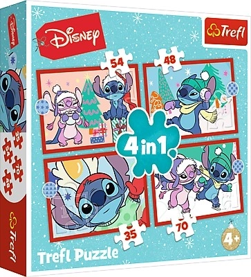 Puzle 4 en 1 STITCH Navidad
