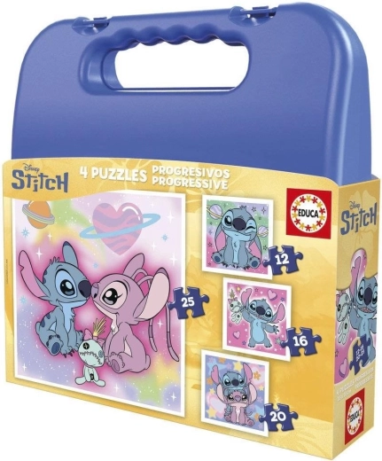 Puzle en maletín Stitch 4 en 1 (12–25 piezas) EDUCA