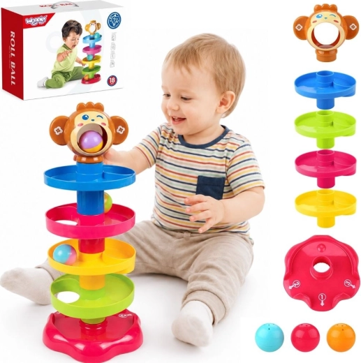 Pista de bolas en espiral Woopie Baby con 3 bolas