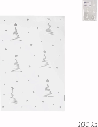 Bolsa de celofán transparente con motivo navideño de arbolito 25 × 17 cm, 100 uds
