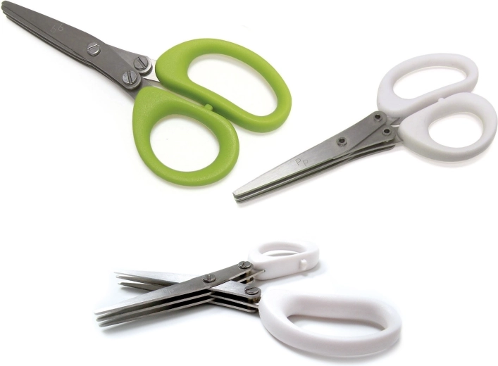 Tijeras para hierbas con tres hojas de 13 cm – mix blanco/lima