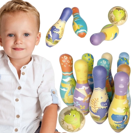 Juego de bolos infantiles blandos con dinosaurios Woopie - 12 piezas