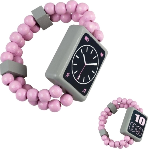 Reloj de pulsera de madera Detoa, reversible, rosa