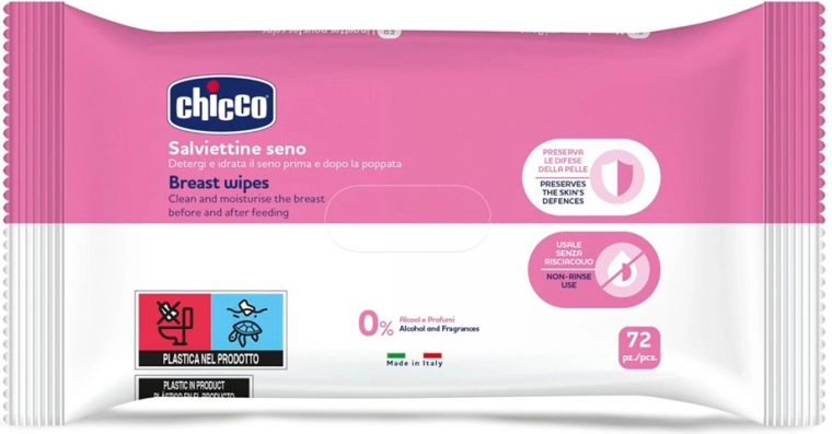 Toallitas limpiadoras para el pecho Chicco, 72 unidades