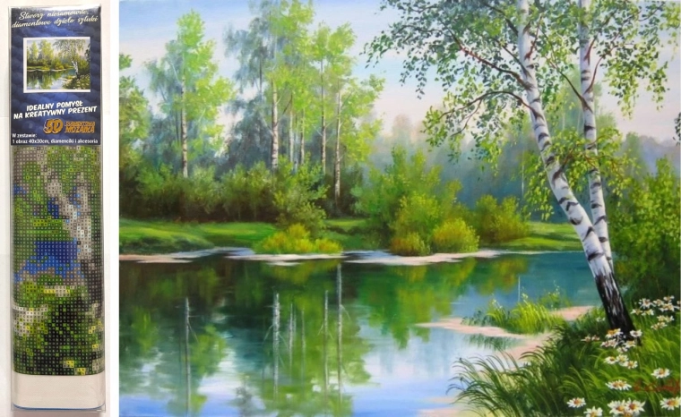 Pintura de diamantes Paisaje primaveral 30x40 cm