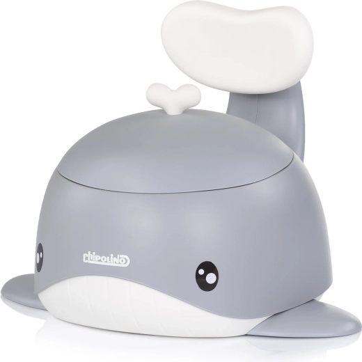 Orinal infantil Chipolino con respaldo ballena gris