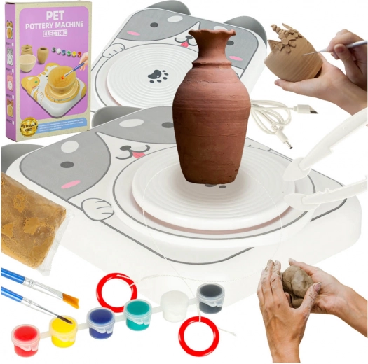 Set creativo de alfarería para niños con motivo de perrito en color gris