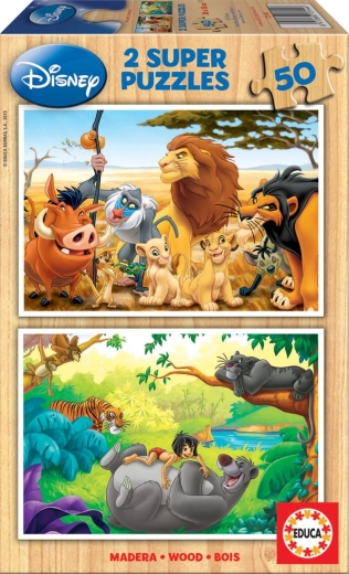 Puzles de madera Disney amigos animales 2×50 piezas