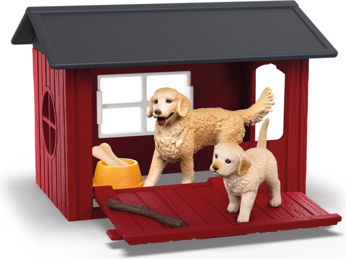 Caseta de perro con golden retriever Schleich Farm World