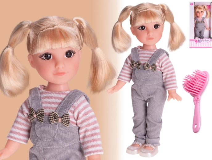 Muñeca de moda con pelo rubio largo 30 cm