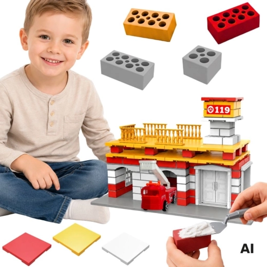 WOOPIE juego de construcción estación de bomberos con coche de bomberos 140 piezas