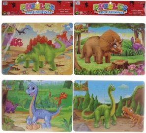 Puzle de doble cara y coloreables de dinosaurios, 49 piezas