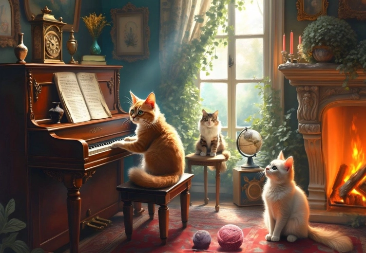 Puzzle Bluebird Concierto de gatitos 1000 piezas