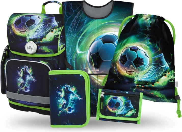 Set escolar Baagl Ergo Jugador de fútbol: cartera escolar, estuche, bolsa, delantal y monedero