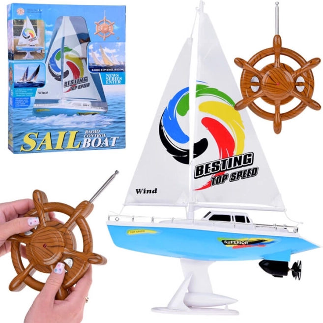 Velero RC con mando de timón 27 MHz