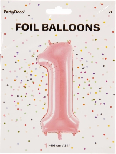 Globo de foil rosa número 1 (86 cm)