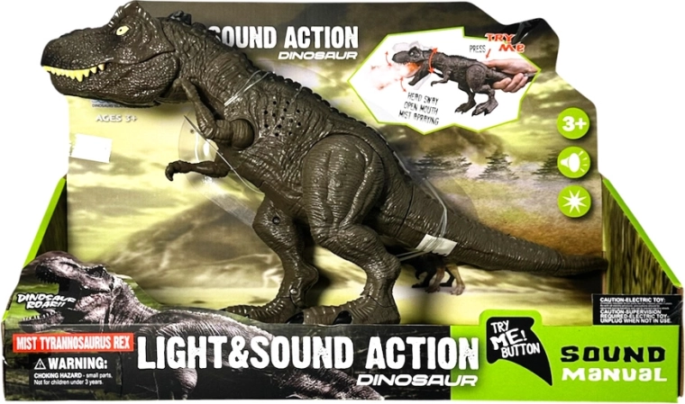 Dinosaurio Tyrannosaurus rex con efectos de luz y sonido y humo - 1 pieza