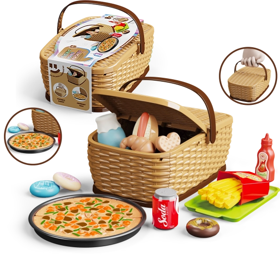 Cesta de picnic infantil – set de pizza