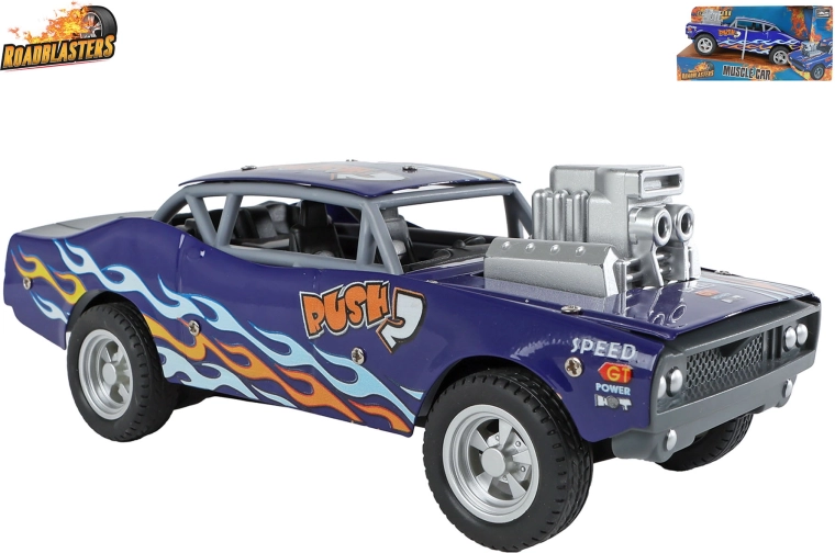 Roadblasters coche metálico azul tipo muscle car con propulsión por inercia (pull-back) 20 cm