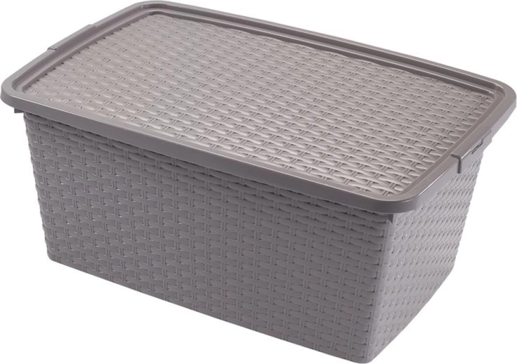 Heidrun caja de almacenamiento de plástico con tapa rattan 20 l