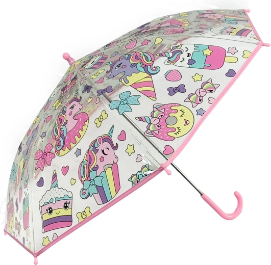 Paraguas infantil transparente Unicornios