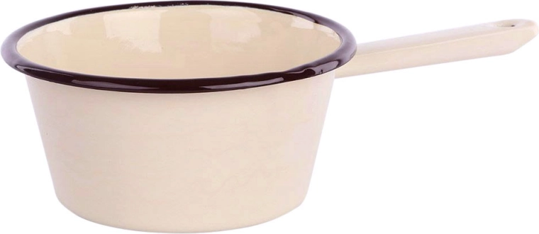 Cazo esmaltado Silesia 0,6 l color crema con pico vertedor 14 cm