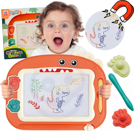 Woopie pizarra magnética de dibujo con 2 sellos – dinosaurio