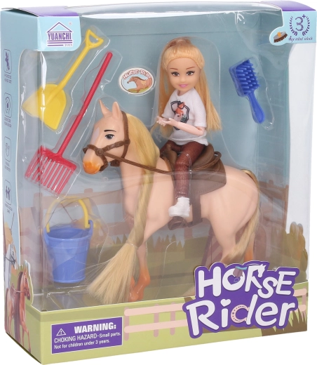 Caballo con muñeca y accesorios - 1 unidad