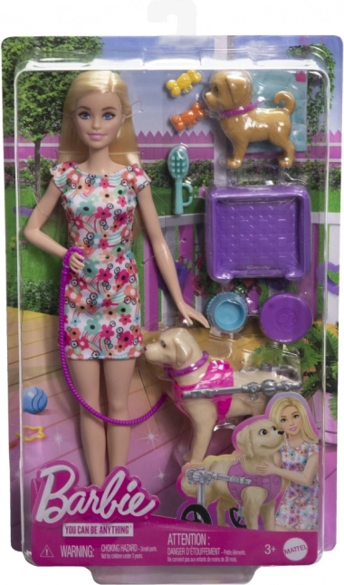 Barbie con perro en silla de ruedas