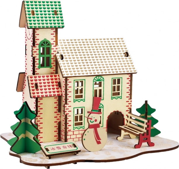 Woodcraft rompecabezas 3D de madera casa de invierno