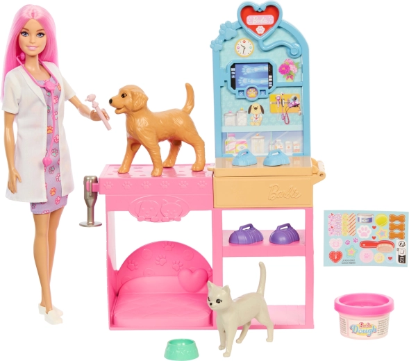 Barbie veterinaria y dos mascotas