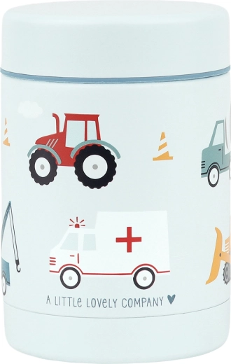 A Little Lovely Company recipiente aislado de acero inoxidable para comida con motivo de vehículos 300 ml