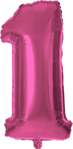 Globo de foil con número 1 de 30 cm rosa TORO