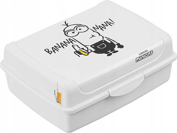 Fiambrera de Minions con clip, blanca, 17 × 13 × 7 cm
