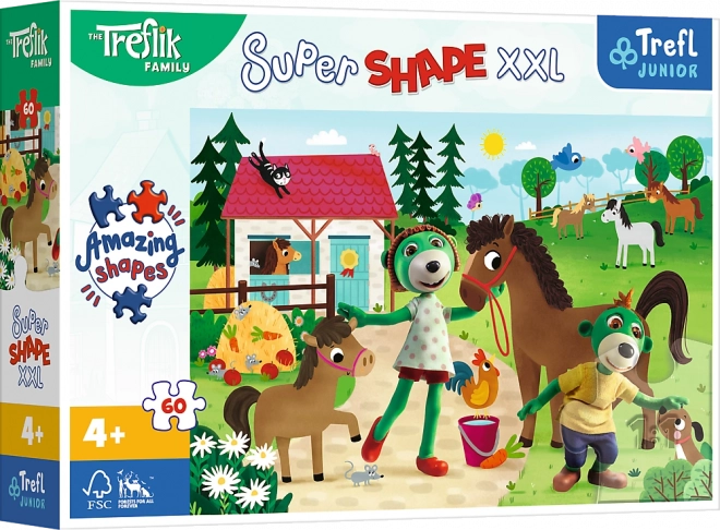 Puzzle Super Shape XXL TREFLÍCI en la granja de caballos (60 piezas)