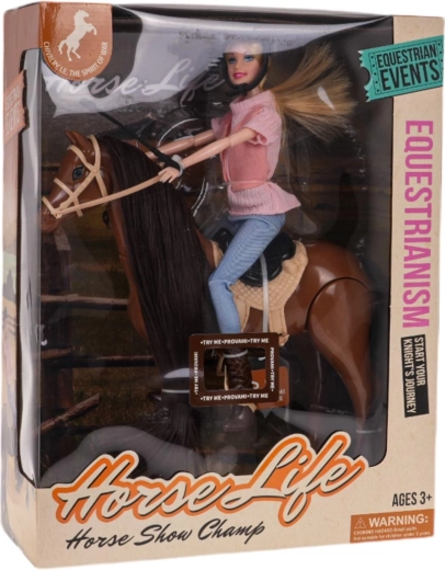 Muñeca a caballo con accesorios