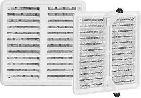 Rejilla de ventilación con malla antiinsectos y tapa ajustable 175 × 175 mm blanca