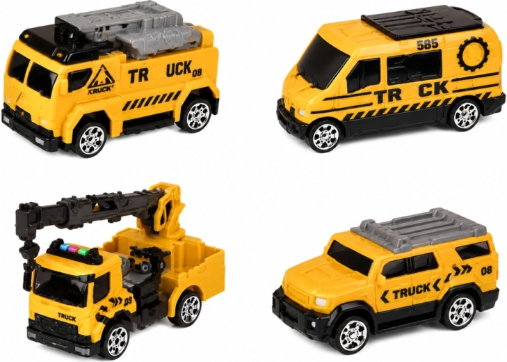 4 mini vehículos de construcción en el paquete